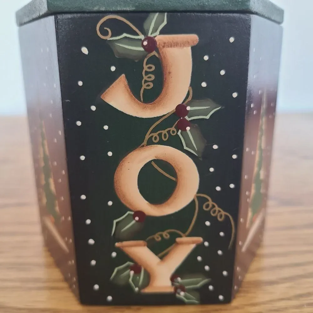 Crazy Mountain Vintage Christmas Votive Candle Holder Wooden Box With Lid